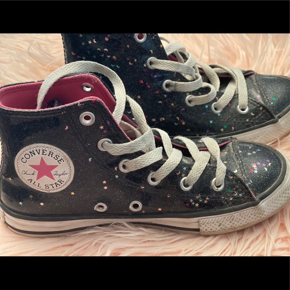 Converse High-top black patent glitter girls 1
